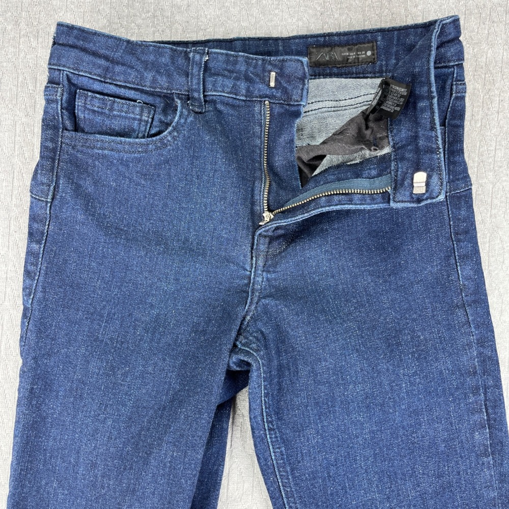 Zara Bootcut Flare Jeans Women Size 4/27x32 Blue High Rise Dark Wash Denim - Picture 9 of 11